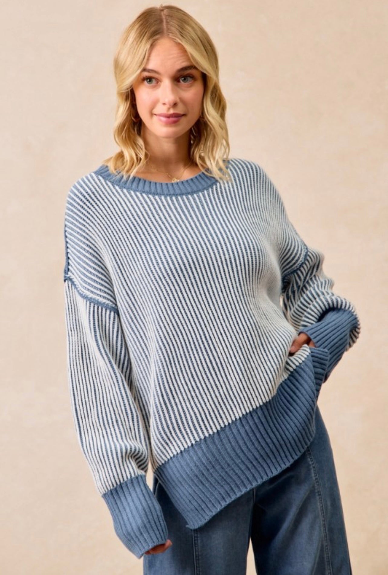 Betsy Blue Striped Sweater