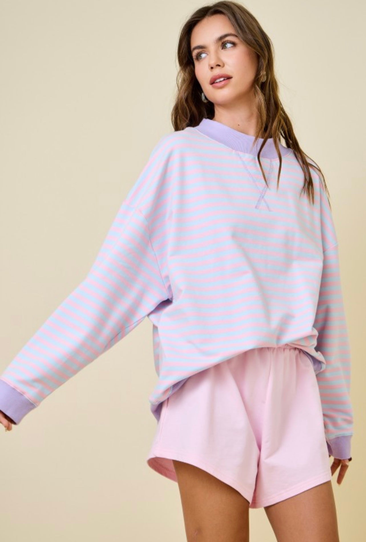 Sugar Cookie Striped Mock Neck