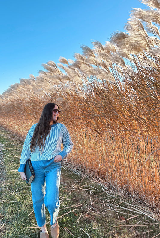 Betsy Blue Striped Sweater
