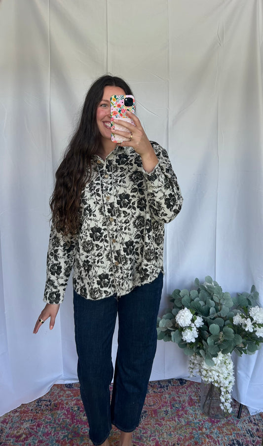 Sunday Rose Twill Top, grey/black