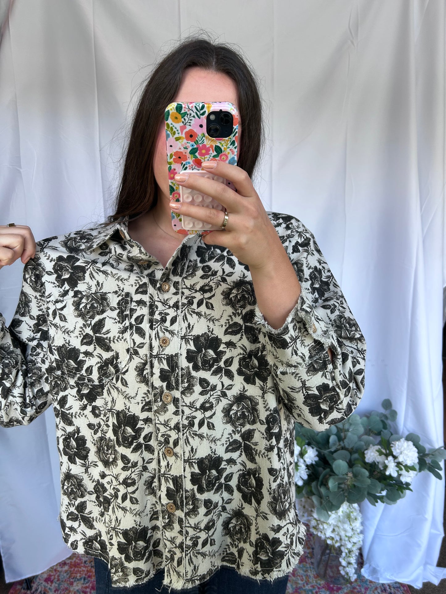 Sunday Rose Twill Top, grey/black