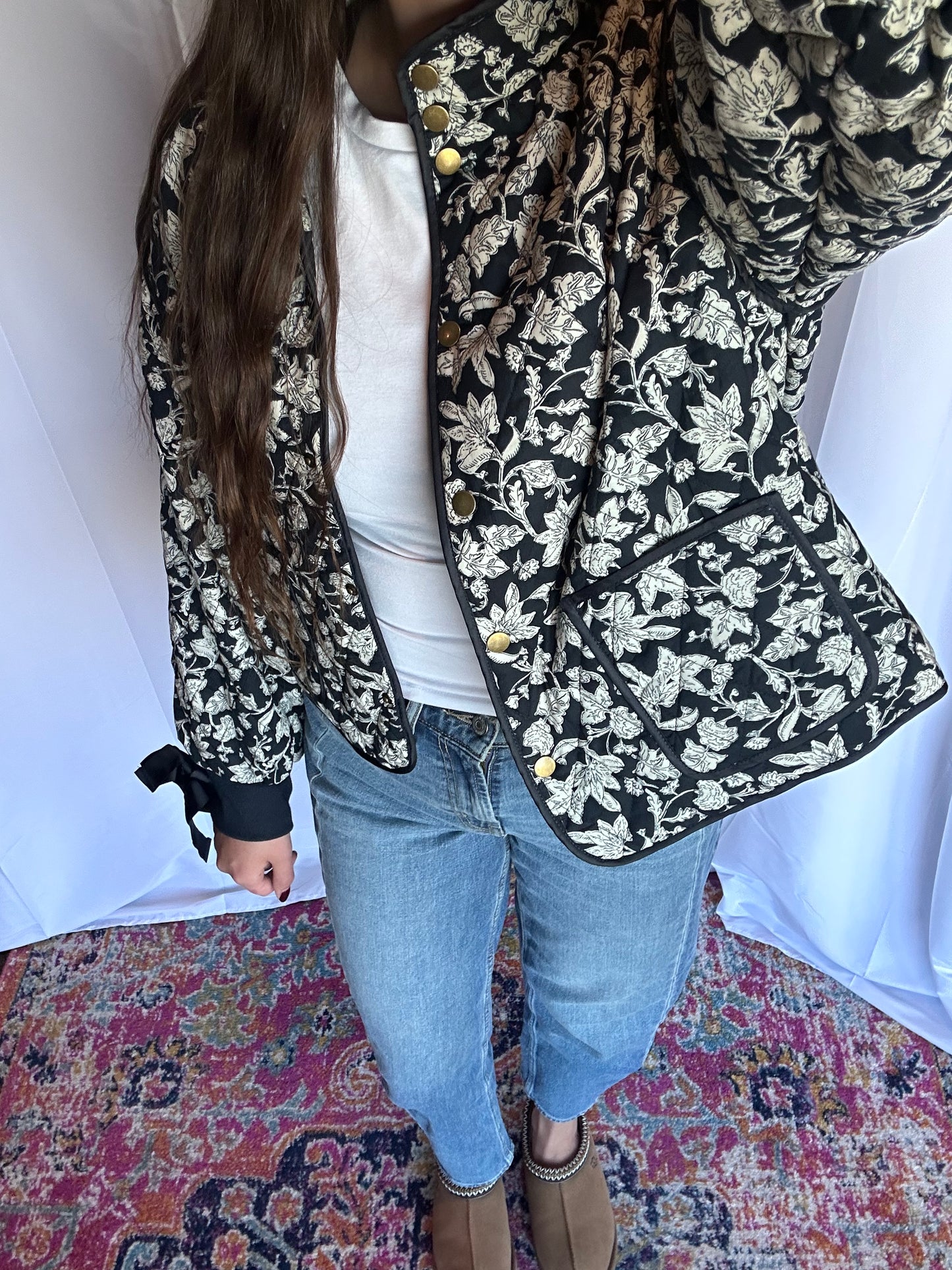 Felicity Floral Jacket - navy