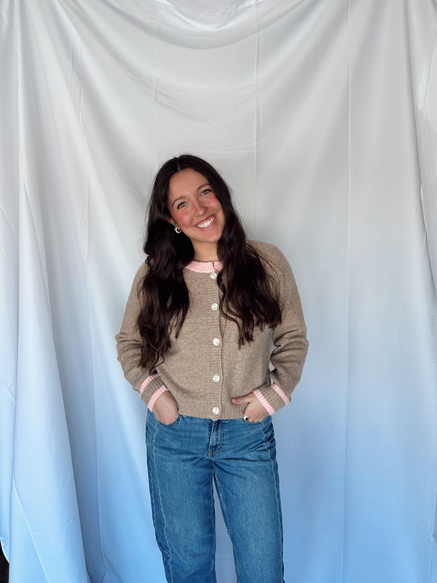 Two Tone Sweater Cardigan