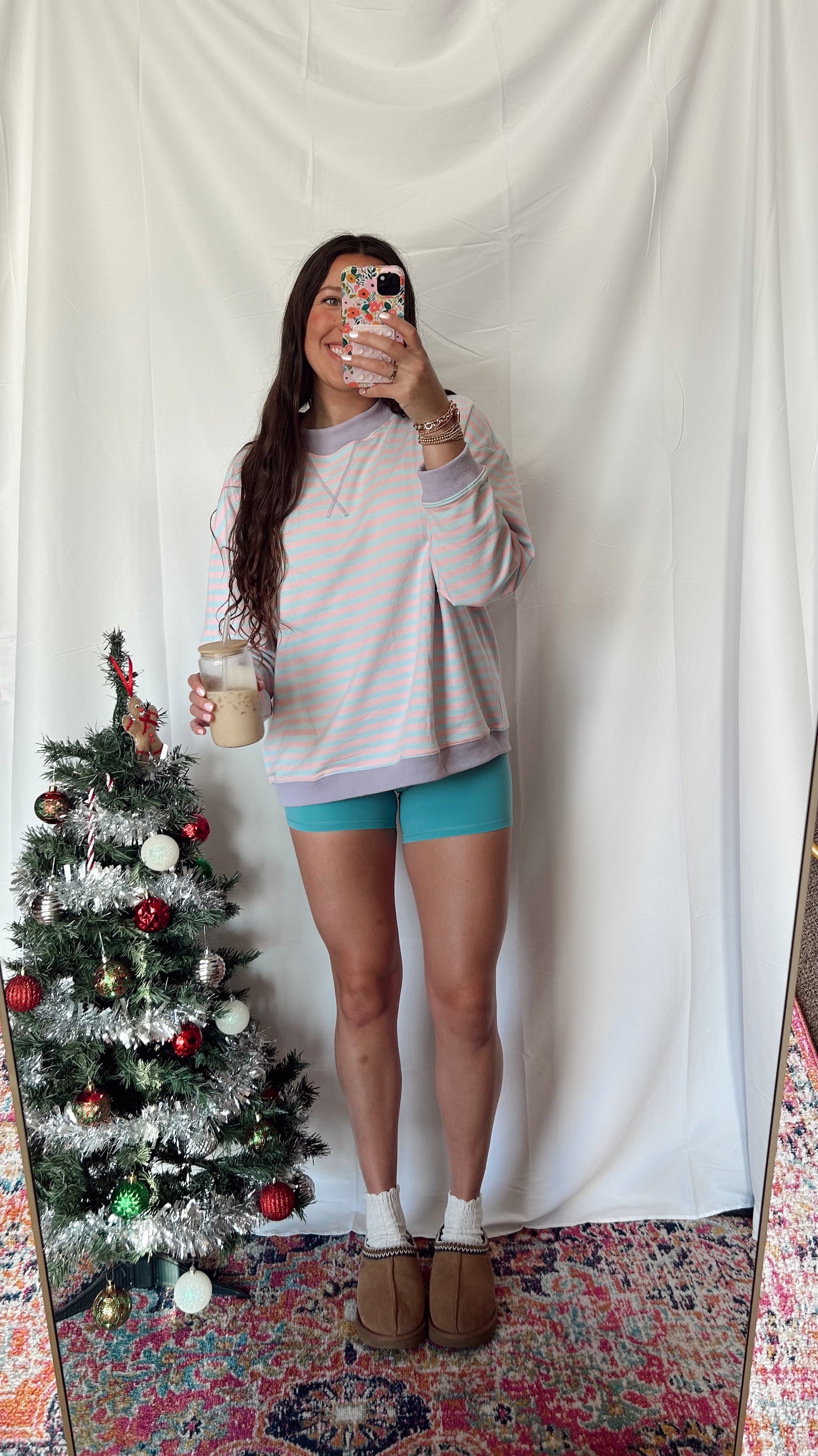 Sugar Cookie Striped Mock Neck