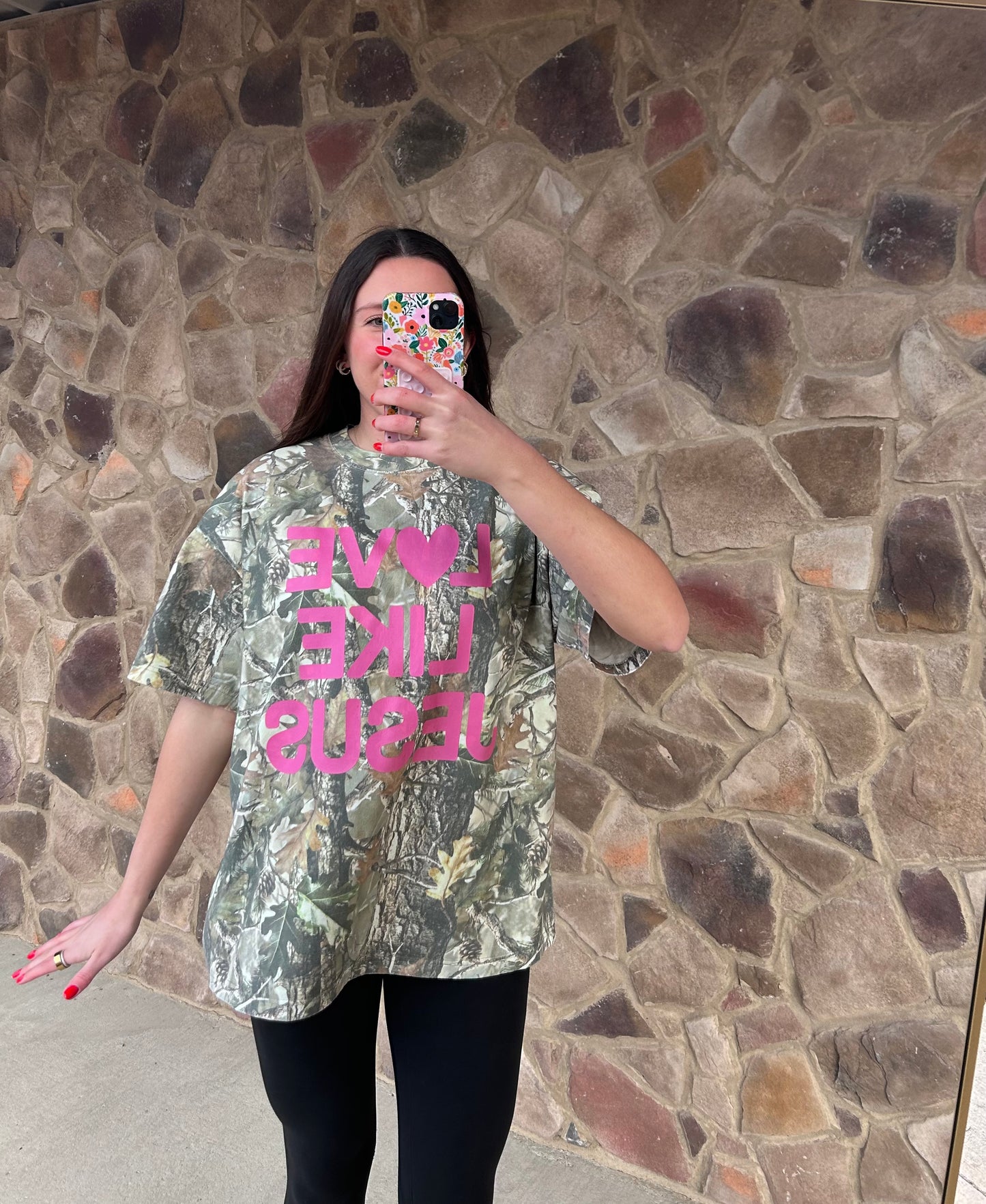 LOVE LIKE JESUS vintage wood camo tee