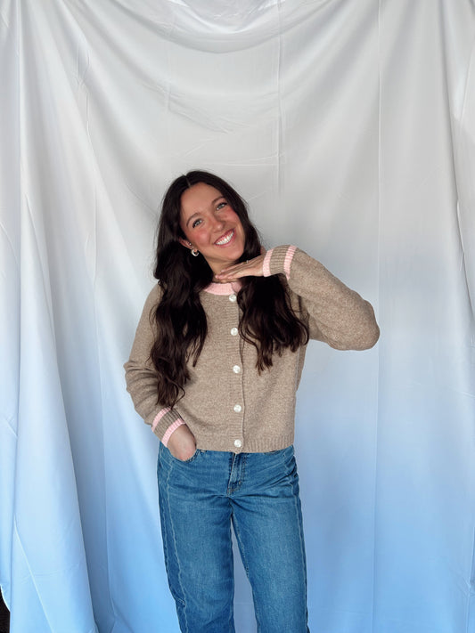 Two Tone Sweater Cardigan