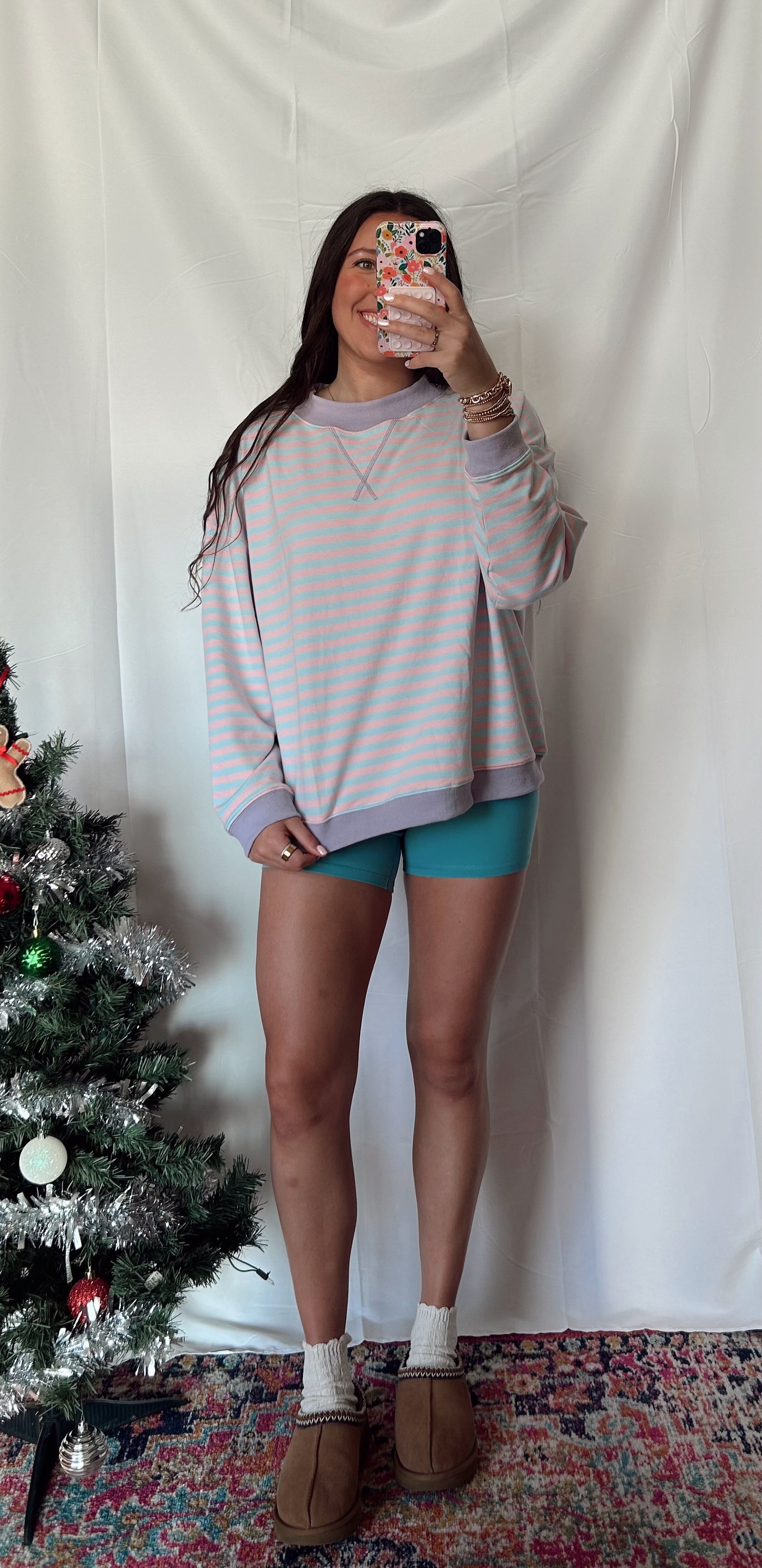 Sugar Cookie Striped Mock Neck