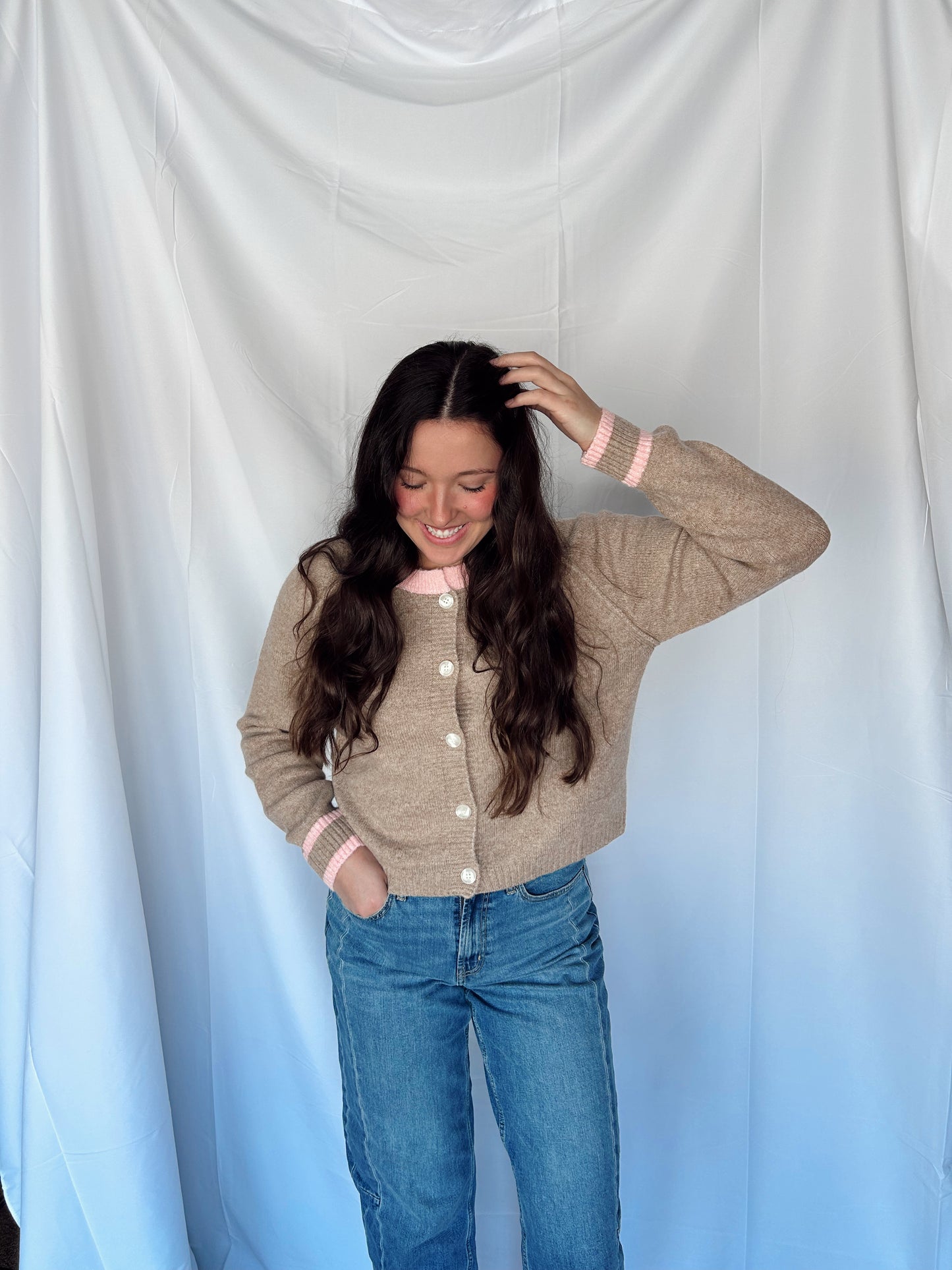 Two Tone Sweater Cardigan