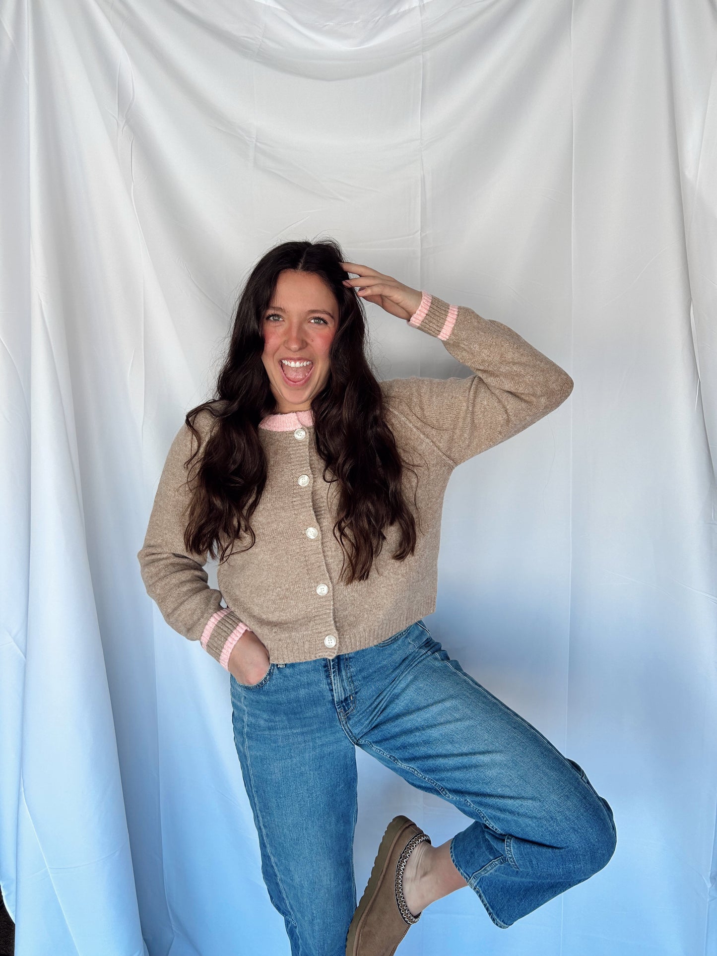 Two Tone Sweater Cardigan