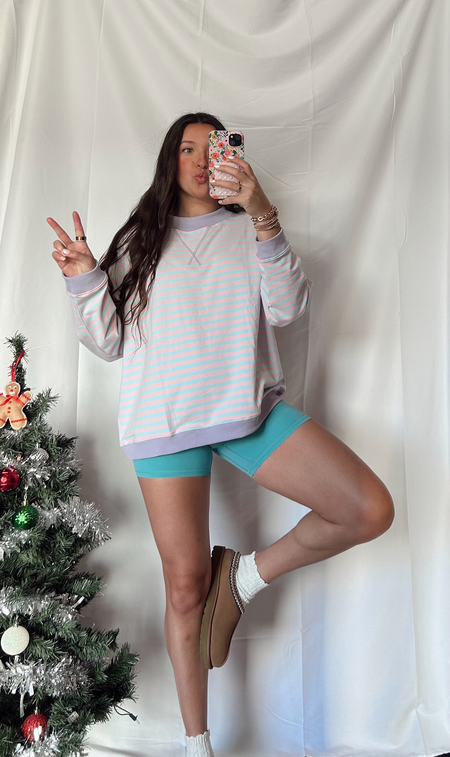 Sugar Cookie Striped Mock Neck