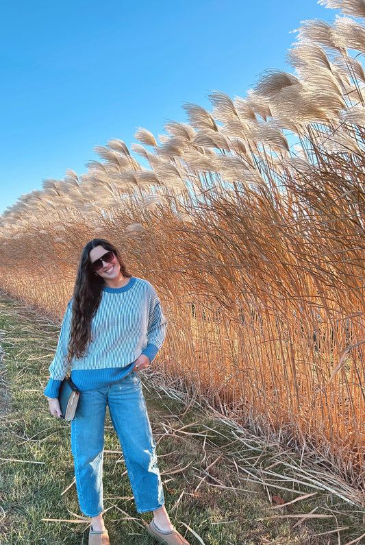 Betsy Blue Striped Sweater