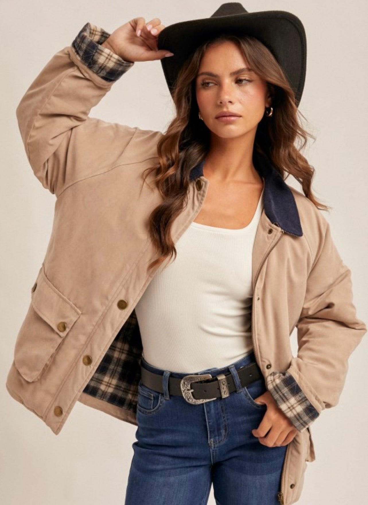 Harvest Barn Jacket, navy/taupe