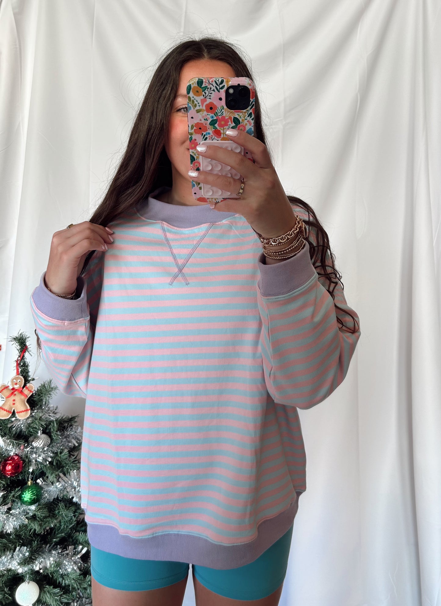 Sugar Cookie Striped Mock Neck