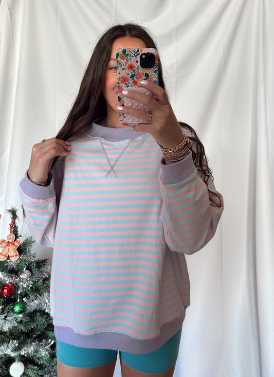 Sugar Cookie Striped Mock Neck