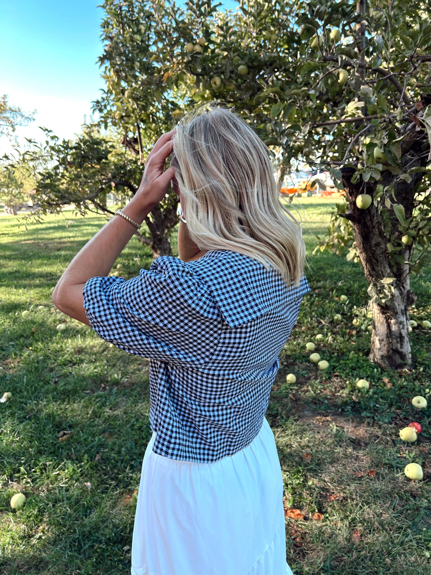 Pretty in Plaid Tie Top, black