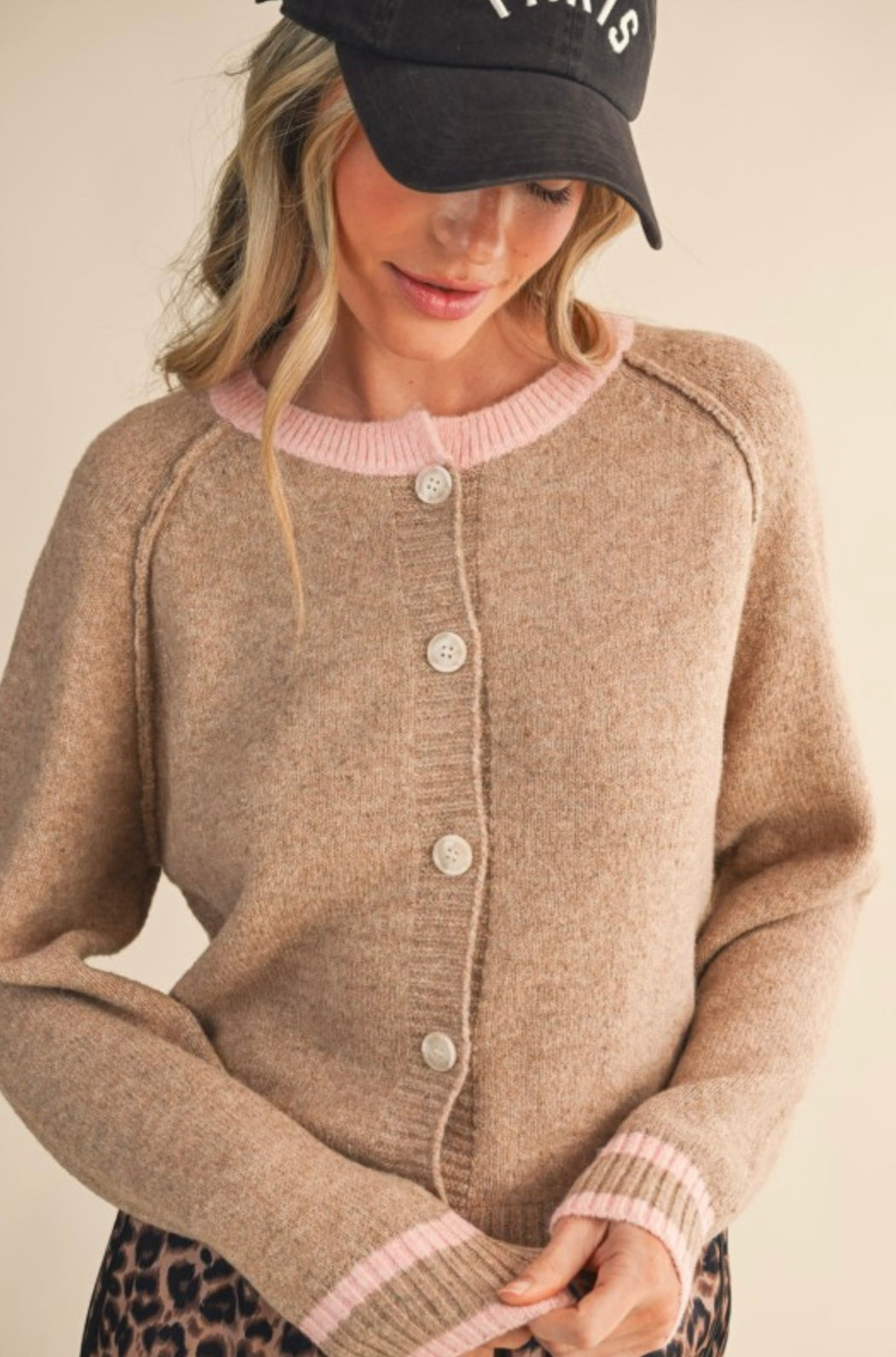 Two Tone Sweater Cardigan
