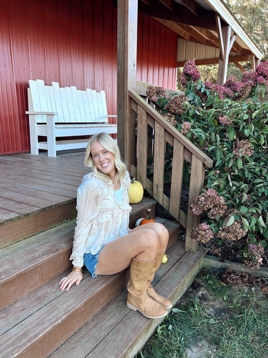 Golden Hour Satin Blouse, ivory