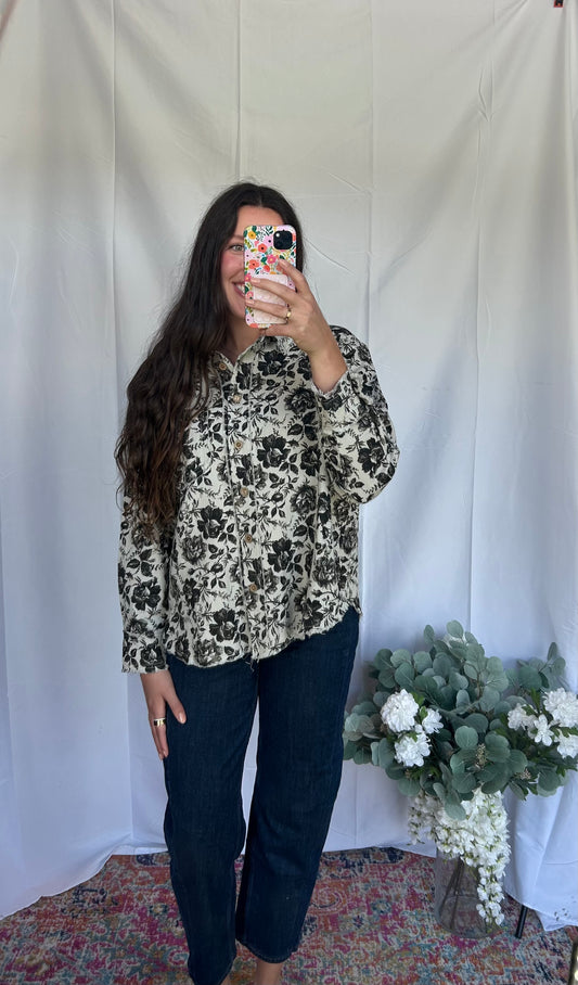 Sunday Rose Twill Top, grey/black