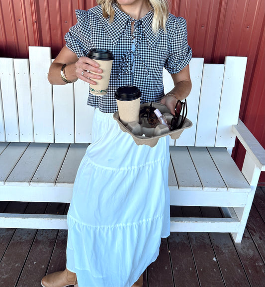Pretty in Plaid Tie Top, black